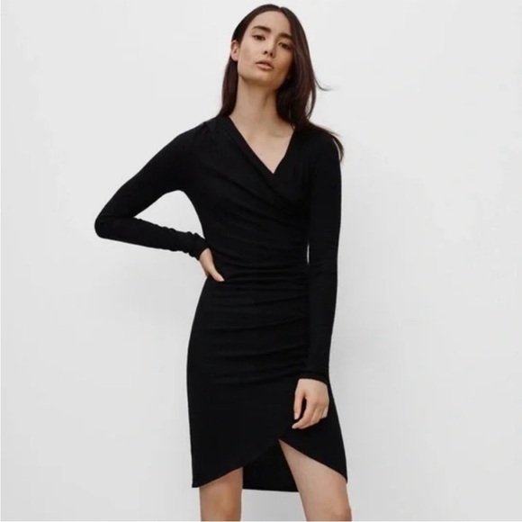 Wilfred Aritzia Klum Bodycon Asymmetrical Faux Wrap Dress - Picture 1 of 5